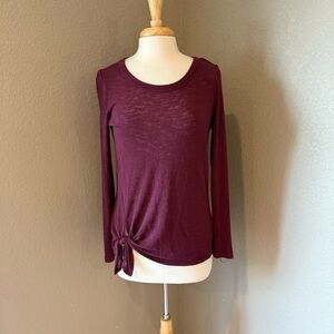Bobeau Deep Burgundy Side Knot Knit Blouse Medium